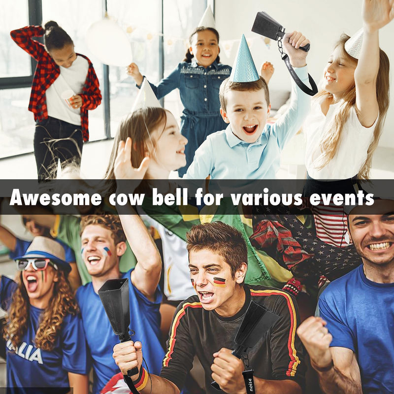 Cow Bells with Wrist Strap - Cowbell with Handle 2pcs, Customizable Cowbells for Sporting Events, for Football Games,Party, Concert, Graduations, Farm Ranch (black) black