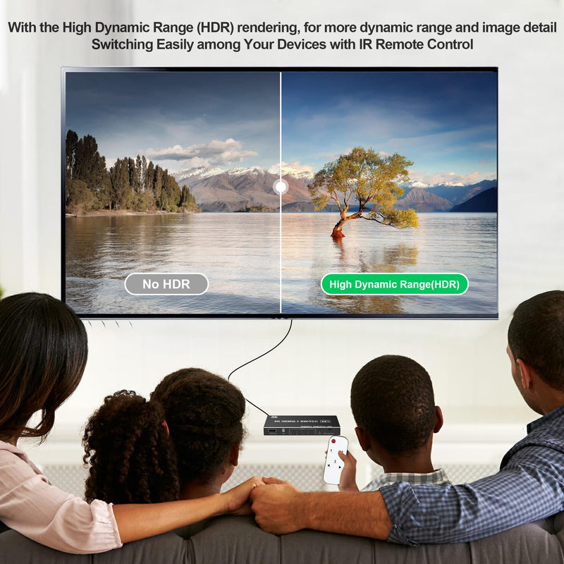 8K HDMI Splitter HDMI Switch 4K 120Hz - 5 in 1 Out hdmi switcher 8K 60Hz 4K 120Hz Splitter with Remote 3D HDR10+ HDCP 2.3 CEC, Use for PS5/4/3 Xbox Nintendo Switch DVD Roku Apple TV Fire Stick PC