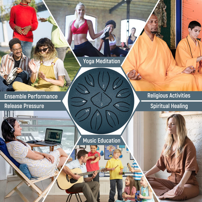 [AUSTRALIA] - LEKATO Steel Tongue Drum 6 Inch 11 Note Sound Healing Beginner Handpan Drum Percussion for Meditation Yoga Musical Education 