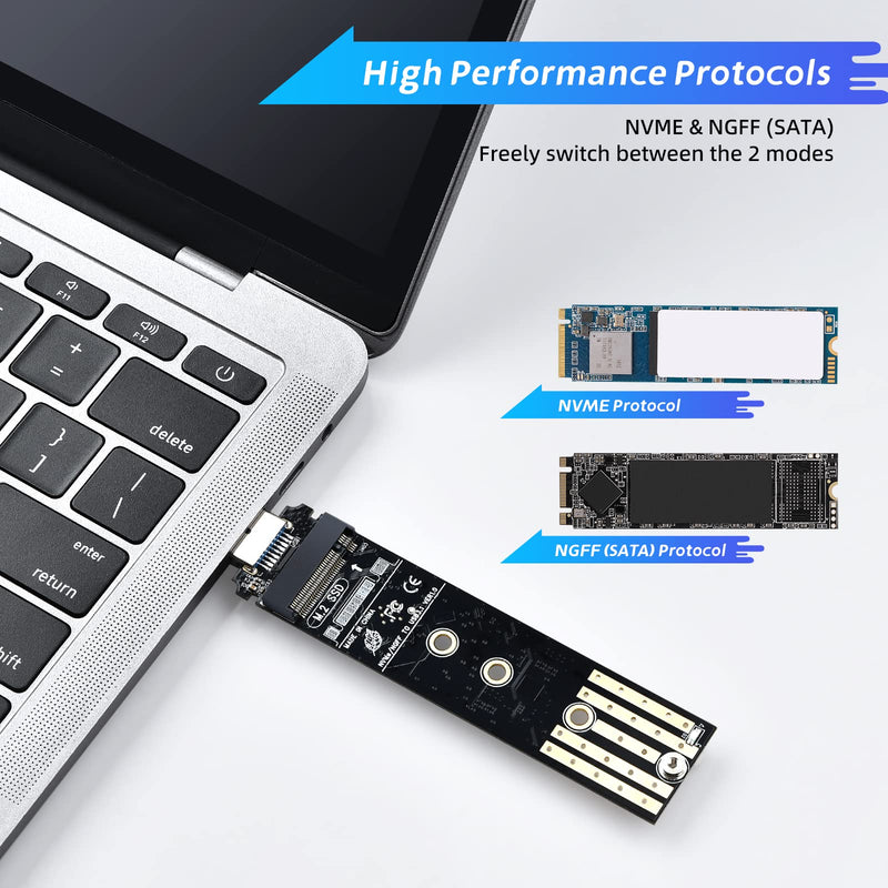 ELUTENG M.2 to USB Adapter Dual Protocol M.2 NVME SATA Hard Drive USB3.1 Gen2 10Gbps USB to NVME PCI-E SSD Reader M Key & B+M Key Support UASP for 2280 2260 2242 2230 SSD Enclosure M.2 NVME&NGFF