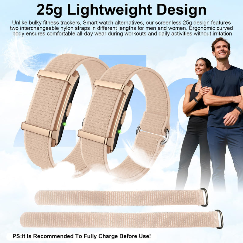 Smart Bracelet Fitness Trackers for Men Women, Smart Watch 24/7 Heart Rate Sleep Stress HRV Monitor, 170+ Sports Modes, 2 Bands, Free APP Rose Gold
