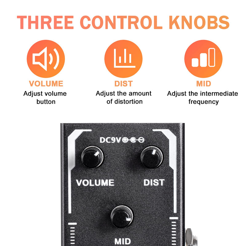 Pocket Metal Guitar Pedal, AKLOT Electric Effects Pedals Distortion Sounds Mini Single Type DC 9V True Bypass Pocket Metal
