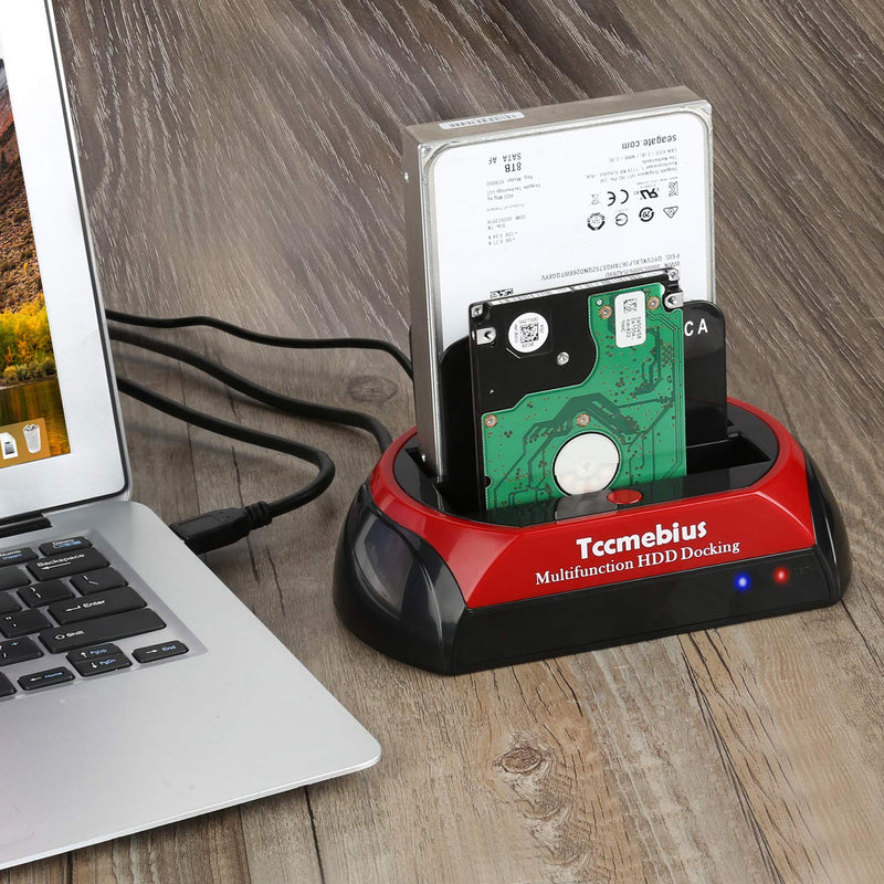 Tccmebius Hard Drive Docking Station, TCC-S868-US USB 3.0 to 2.5 3.5 Inch SATA IDE Dual Slots External HDD Enclosure, for 2.5" 3.5" IDE SATA I/II/III HDD SSD