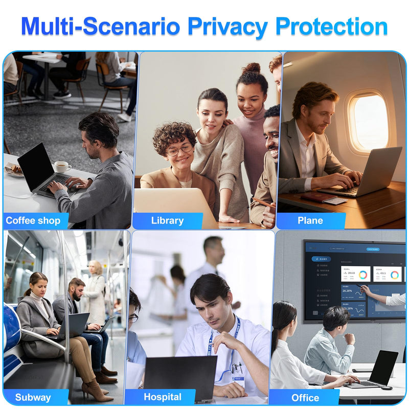Magnetic Laptop Privacy Screen 14 Inch 16:9 Display, Removable Computer Screen Privacy Shield, Anti-Glare Blue Light Protector Compatible with Dell Hp Lenovo Acer Asus Samsung