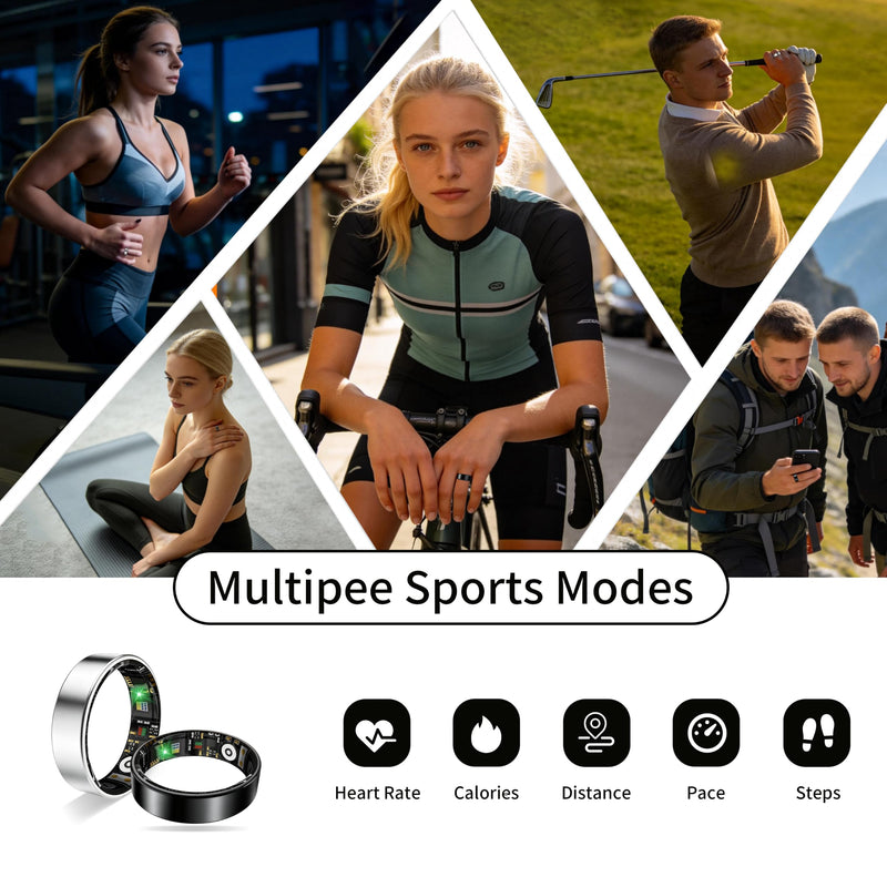 New Smart Ring Health Tracker for Women & Men, Sleep Exercise Health Monitoring, Daily Tracking, iOS/Android Compatible, IP68 Waterproof, No Subscription Required, 5‑Day Battery Life (Rose Gold, 9) Rose Gold