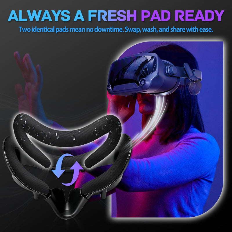 Valve Index Face Gasket Complete Ice Silk Washable Hygienic VR Cover | Magnetic Bracket, 2x Silk Ice Foam Pads, Lens Cover Nose Pad, 4 Thumbstick Caps, 2 Cloths 2 Spare Tapes