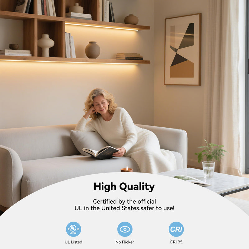 [AUSTRALIA] - PAUTIX COB LED Strip Lights 2700K Warm White,Motion Sensor LED Lights,Dimmable 24V Motion Activated LED Strip Light,20ft Super Bright with Dual Lighting Mode,for Under Cabinet,Kitchen,Stairs,Bedroom 2700K-20ft(DC24V) 