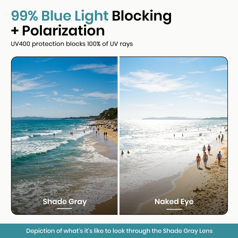 Blue Light Sensitivity Glasses for Migraines, Relaxation, Relief | Eases Headaches & Photophobia, Calms Anxious Eyes, Comfy Unisex Fit Wayfarer Frame - Shade Grey Lens 41