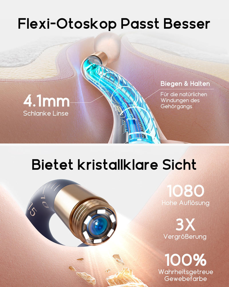 Bebird Ear Wax Remover Otoscope, 1920P HD Flexible Ear Cleaner Camera with Tweezers, Ear Cleaner Camera with Replacement Tips for Ears/Nose/Neck Examinations, Otoscope Ear for Adults, Children Blue