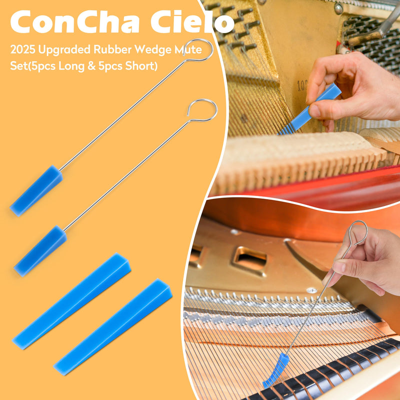 CONCHACIELO Piano Tuning Kit: Universal Piano Tuning Tools Kit Set with Portable Velvet Bag, Tuning Wrench, Long Mute Felt, Rubber Mutes. for Tuning Beginner, Professional Tuner (Simple Tuning Set