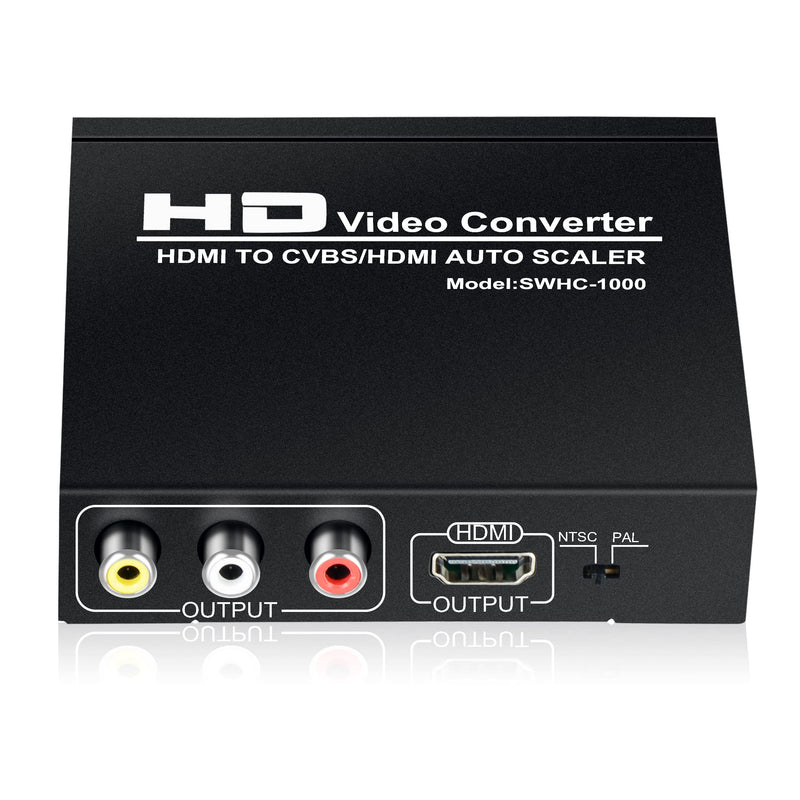 HDMI to RCA and HDMI Adapter Converter, NEWCARE HDMI to HDMI+3RCA CVBS AV Composite Video Audio Adapter/Splitter, with Power Adapter Support 1080P, PAL, NTSC, for HD TV, Older TV,Camera, Monitor, etc