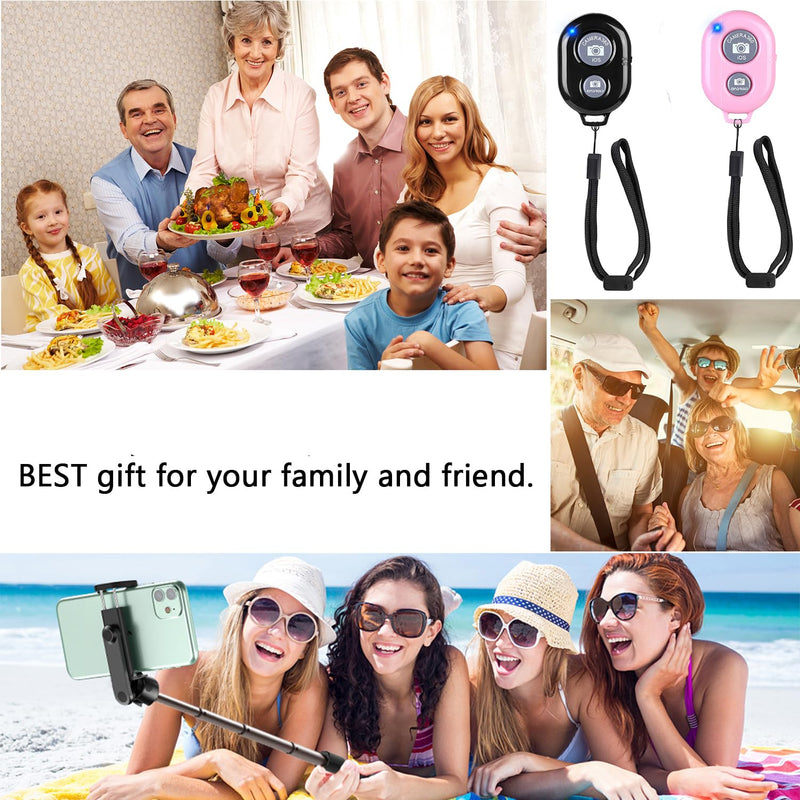 [AUSTRALIA] - Cellphone Remote Shutter for Smartphones and Tablets, AOQIYUE Wireless Camera Remote Control Compatible with iPhone/Android Cellphone Wrist Strap Included (Black+Pink) Black+Pink 