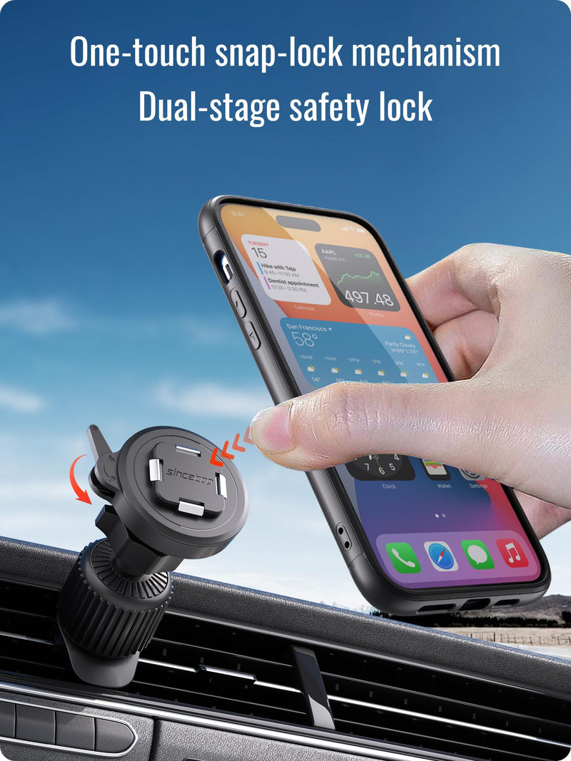 Car Air Vent Phone Holder - Series Q [ Quad ] - with Metal Hook Clip , Automobile Cradle Cell Phone Stand Quick Release Mount , 360° Adjustable ,Compatible with iPhone Android and All Smartphones Air Vent Mount - Series Q