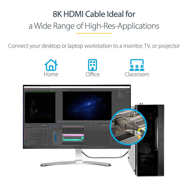 StarTech 16ft Ultra High Speed HDMI Cable, 8K 60Hz, HDR10+, 48Gbps | 8K 60Hz/4K 120Hz, HDMI 2.1 Cord with HDR10+ / eARC, Certified, HDMM21V5M, Monitor/TV/Display 16 ft