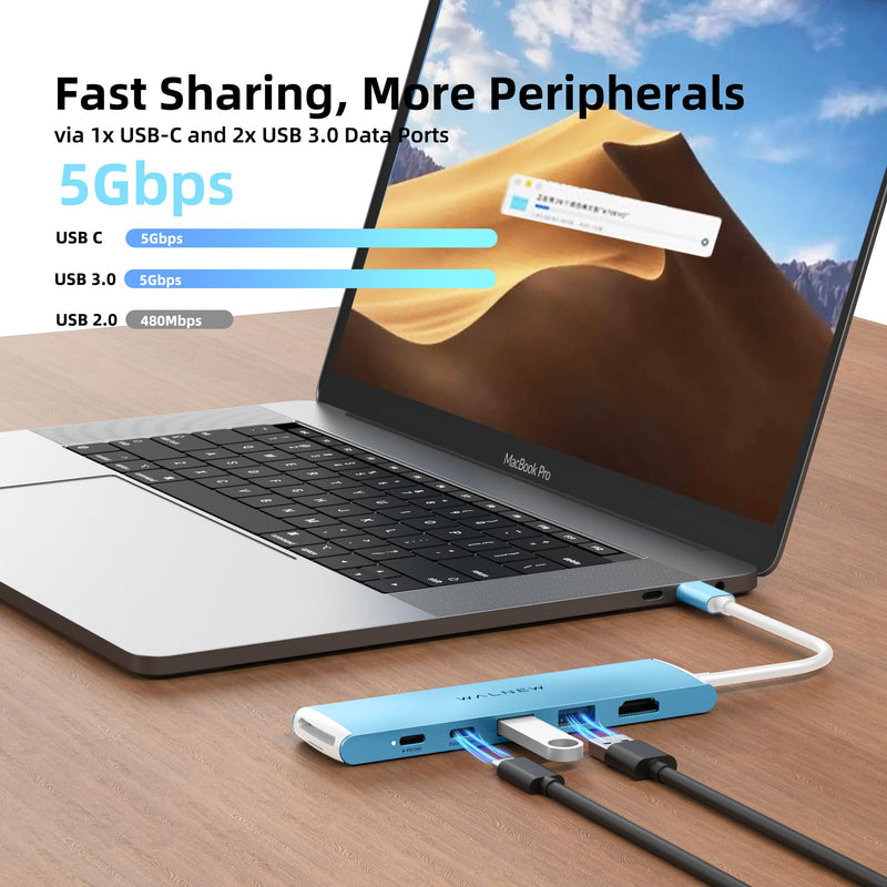WALNEW 7-in-1 USB C Hub& USB 3.0 Ethernet Adapter Bundle