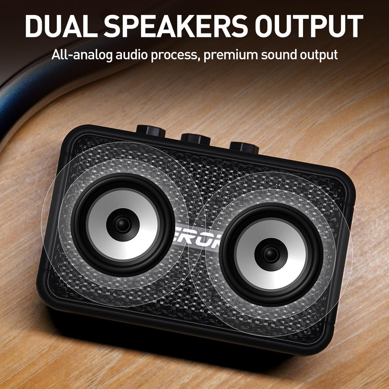 EROK Mini Electric Guitar Amplifier, with Clean Overdrive Effects,Support BT/Headphone Connection,5W Indoor Music Pratice Speaker (Dark) Dark