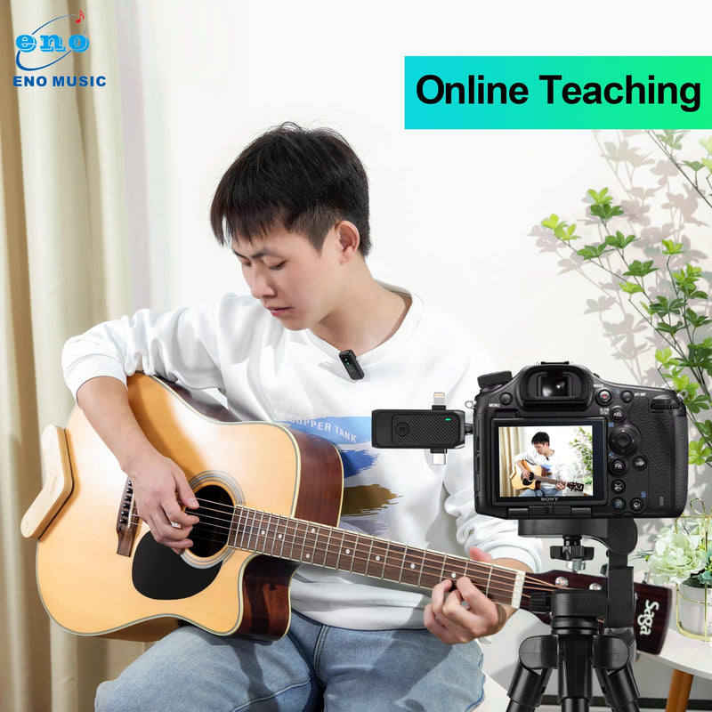ENO MUSIC 3 in 1 Clip-on Wireless Lavalier Microphones for iPhone, Android, Camera, 8 Hours Rechargeable Battery, USB-C Microphone with Noise Reduction for Video Recording, Vlog, YouTube, TikTok