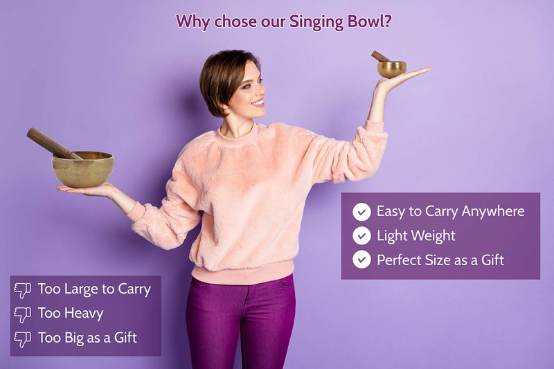 Tibetan Singing Bowl Set - Easy To Play for Beginners - Authentic Handcrafted Mindfulness Meditation Holistic Sound Bowl 7 Chakra Healing Gift by Himalayan Bazaar (4 Inch with Chakra Stones) Bowl with Stones - 4 Inch