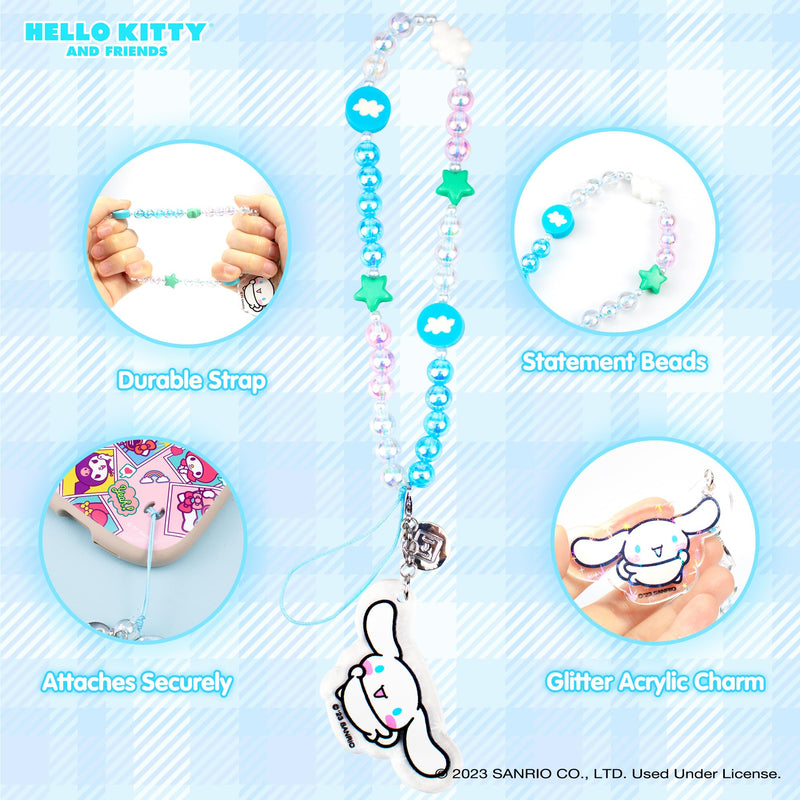 iFace Hello Kitty and Friends Beaded Wristlet Universal Phone Charm Strap - Cute Wrist Chain Lanyard Aesthetic Decor Strap for Cell Phone Camera Keys AirPods Keychains Cinnamoroll