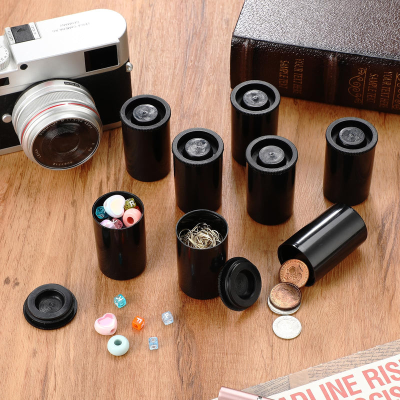 50 Pcs Film Canisters with Caps 35 mm Plastic Film Canister Holder Camera Reel Containers Empty Film Containers with Lids for Beads Fish Hook Keys Small Accessories Storage(Black) Black
