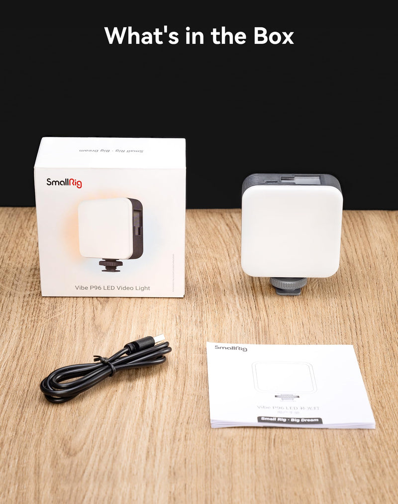 [AUSTRALIA] - SmallRig P96 LED Video Light, Portable Camera Lights, 96 LED Beads for Photography Video Lighting, Rechargeable 2200mAh CRI 95+ 2700-6500K w 3 Cold Shoe Gray 