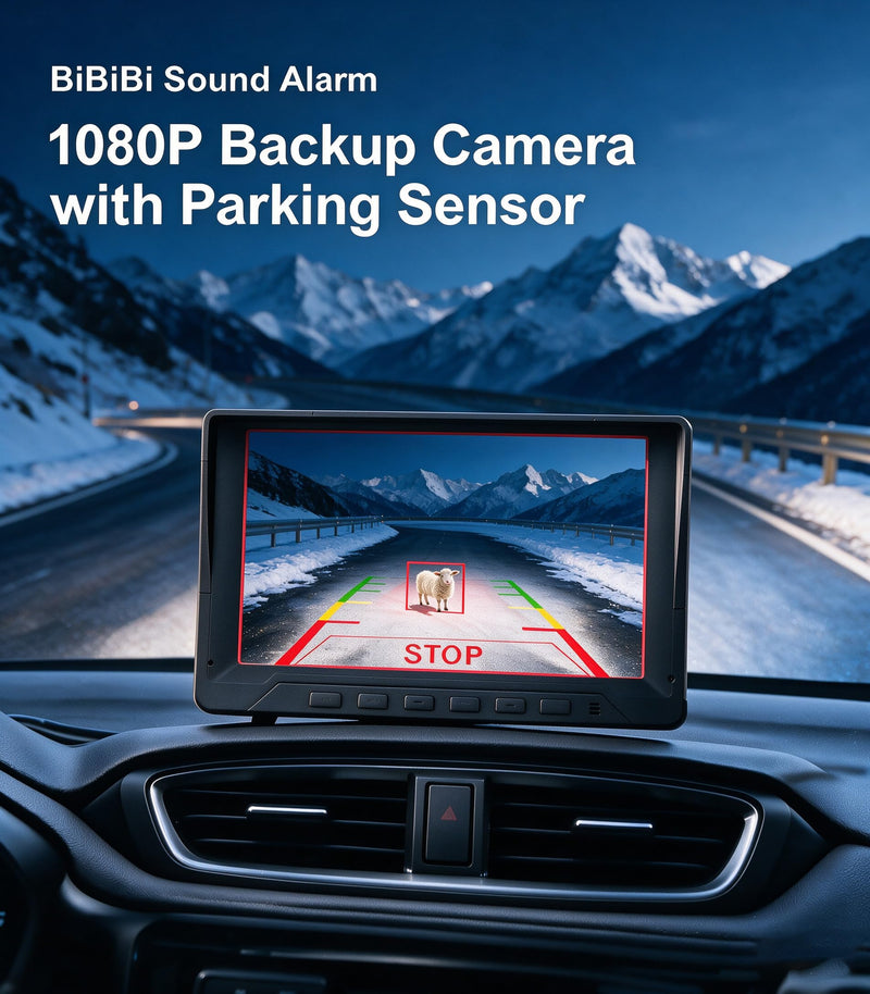 Alarm Sensor 1080P Backup Camera with 5 inch Monitor Rear View Reverse Camera Universal for Pickup Truck Car SUV 170 Degree Perfect Angle Night Vision IP69 Waterproof DLD5C 5" 1-Cam