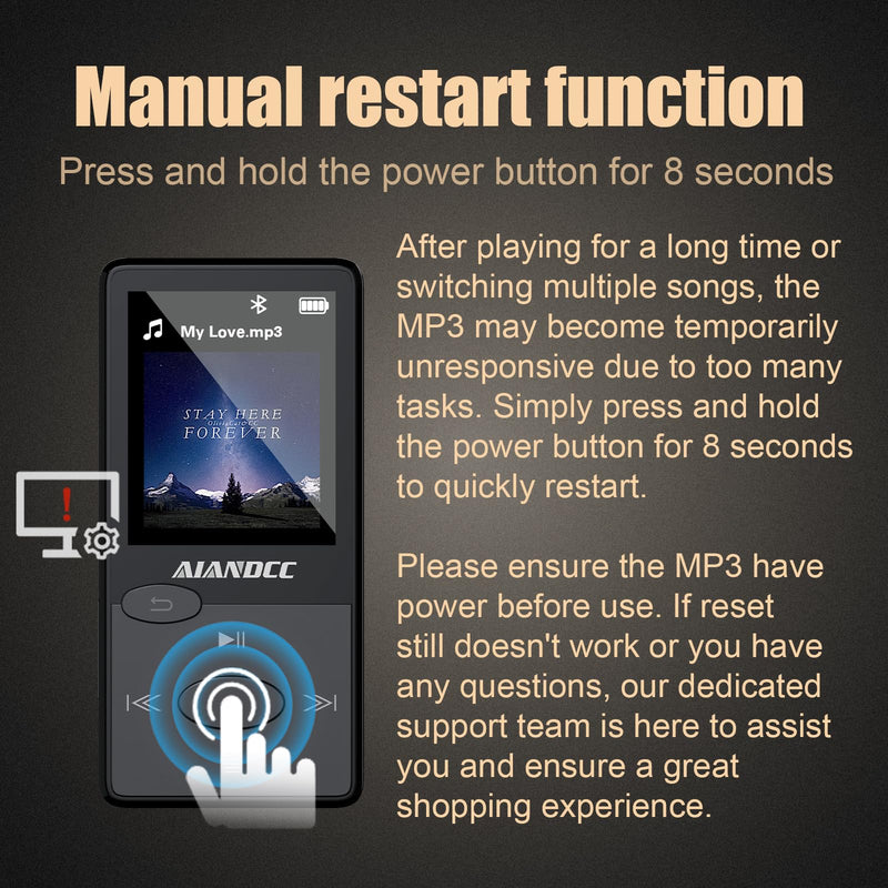 [AUSTRALIA] - Mp3 Player with Bluetooth 5.3 HiFi Sound, Mp3 Player with FM Radio, Mini Music Player 32G for Kids Adults, Earphones Included, TF Card can be Inserted 