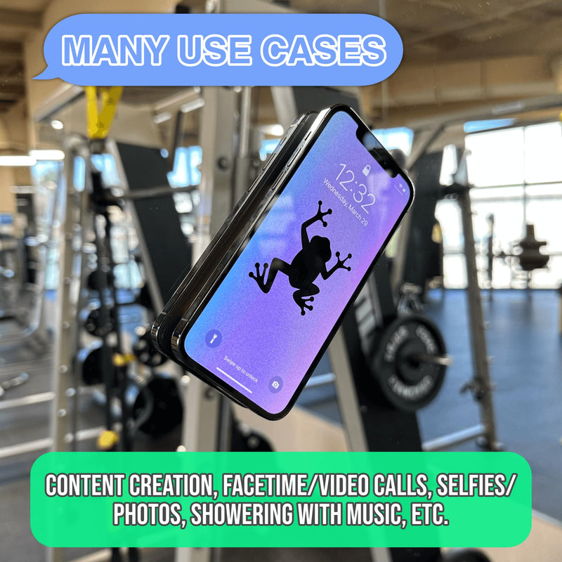 Suction Phone Card Holder Mount, Phone Wallet, Silicon Adhesive Phone Accessory for iPhone and Android, Hands-Free Mirror Shower Phone Holder, TikTok Videos and Selfies (White) White