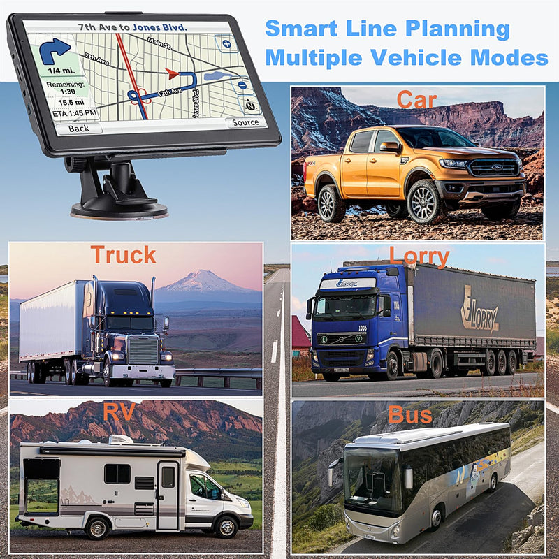 GPS Navigator for Car, 2026 Map 7 inch Touch Screen Car GPS 256-16GB,Voice Turn Direction Guidance, Support Speed and Red Light Warning, North America Lifetime map Free Update Truck(Black) Black