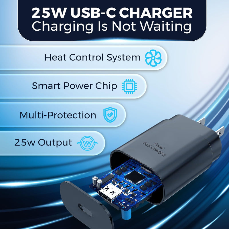 2 in 1 for Samsung Watch Charger, for Galaxy Phone Charger, 25W USB C Fast Charger Cable for Galaxy Watch 8/7/6/5/4/3/Ultra/FE/Active2 & Galaxy S25/S24/S23/S22, Magnetic Watch Charger, PD Travel Cord