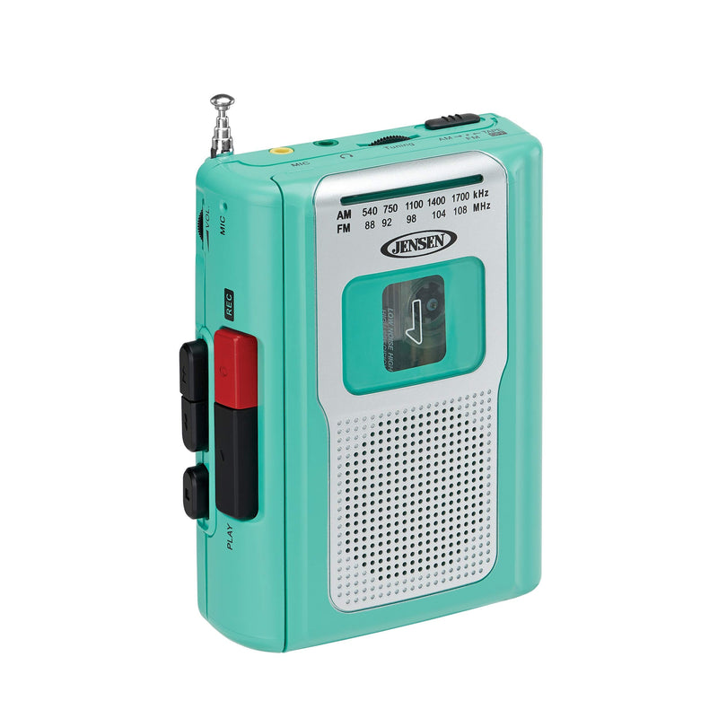 Jensen CR-100 Retro Portable AM/FM Radio Personal Cassette Player Compact Lightweight Design Stereo AM/FM Radio Cassette Player/Recorder & Built in Speaker (Teal Limited Edition) Teal