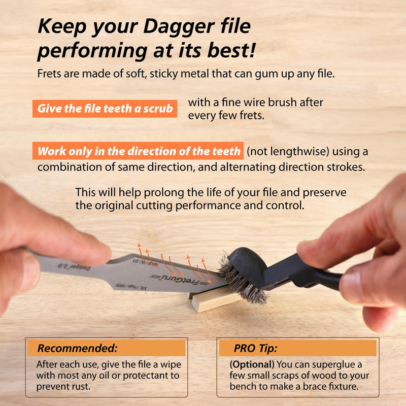 FretGuru Guitar Fret Crowning File - Dual Sided Dagger 2.0 - LG/XL and XXL/HUGE - Ideal for Frets between .095" to .118" wide - Professional Luthier Tool for Electric and Bass Guitars Dagger 2.0 XXL