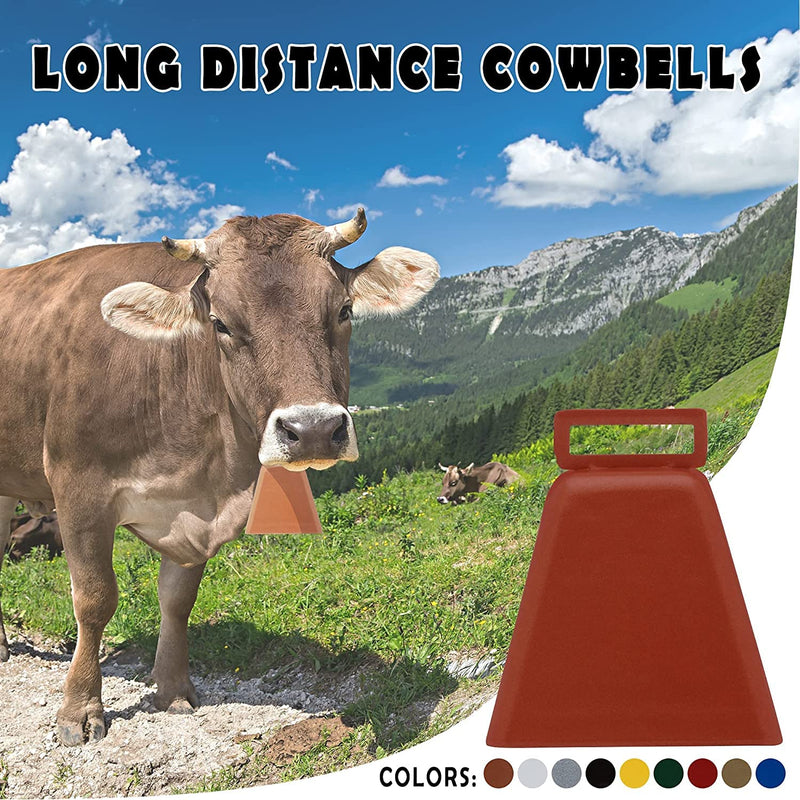 Long Distance Cow Bells 10LD (White & White) | Christmas Bells | Made from Steel | Loud Noise Makers | w/White Strap Around The Handle | Easier to Hold | Made in CT, USA 2 Pack White White