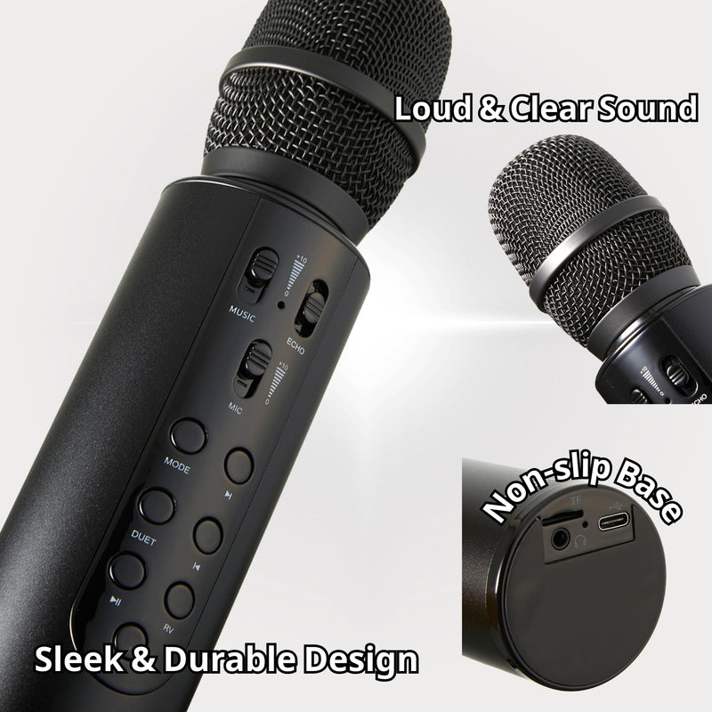 [AUSTRALIA] - Bluetooth 5.3 Wireless Karaoke Microphone, Portable Handheld Mic with 10W Speakers, Clear Vocals & Echo, Home Party Karaoke Machine, Gift for Teens & Women (Red) (Black) Black 