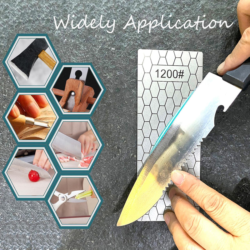 3 Pcs Diamond Sharpening Plates,120 Grit Extra Coarse 800 Grit Medium and 2000 Grit Extra Fine Diamond Knife Sharpeners for Kitchen Scissors Knives Outdoor Tools 120/800/2000