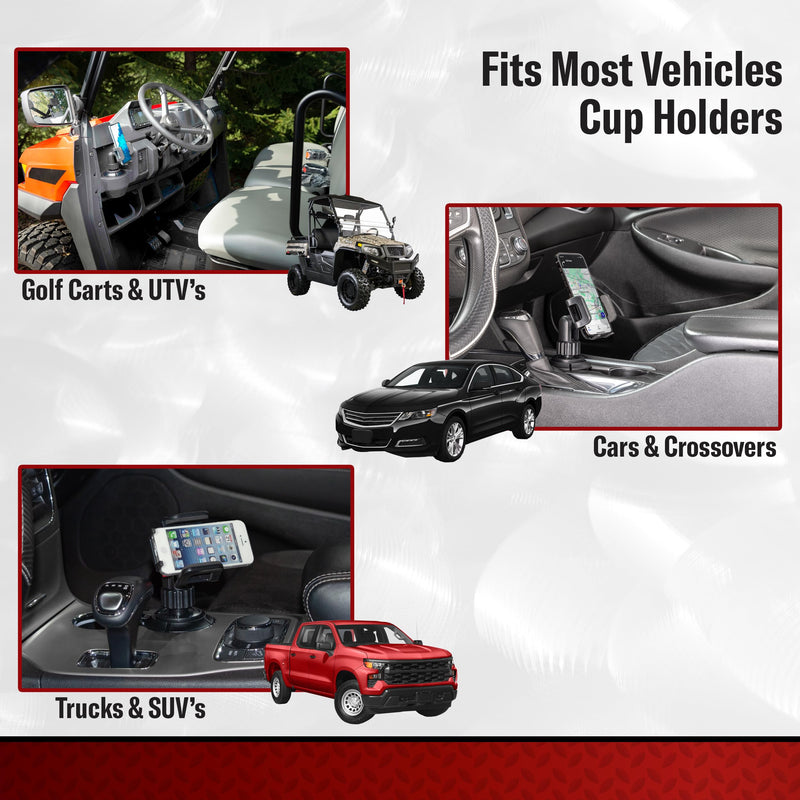 Tuff Tech Cradle Cup Mount Phone Holder, Fits Most Smartphones | 360-Degree Rotation, Articulating Arm, Spring-Loaded Cradle, Fits Most Cars, Trucks, and SUVs Medium to Large