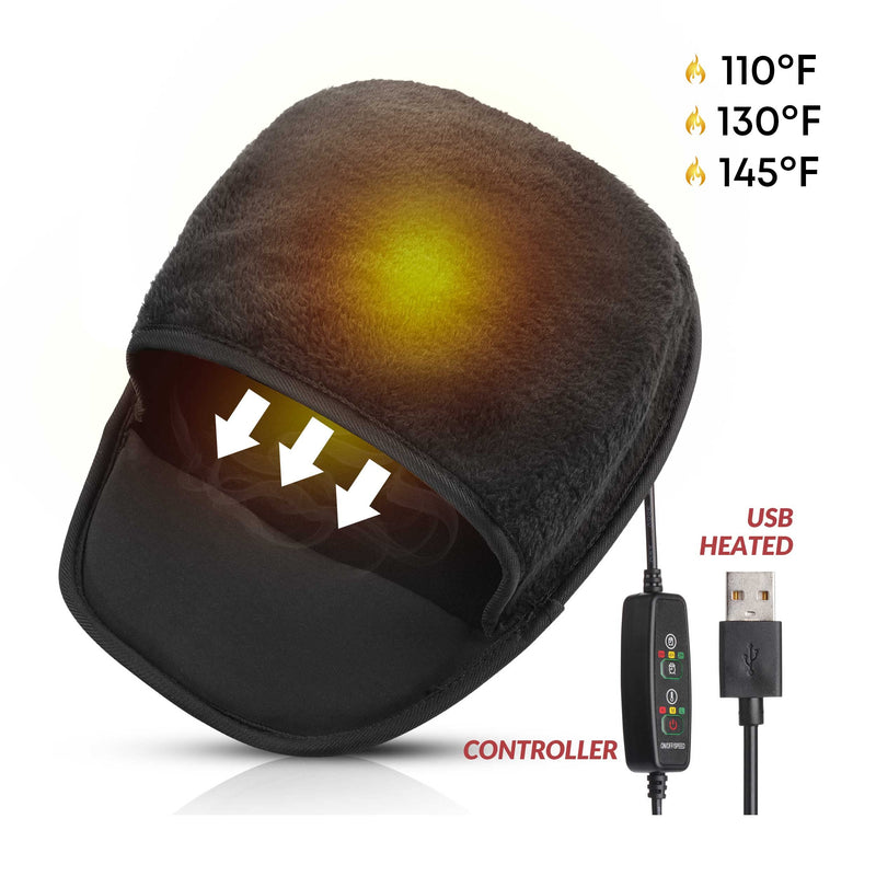 Heated Computer Mouse Pad Hand Warmer: USB Hand Warmers for Computer | Removable Heating Element | 3 Temperatures/Time Limits | Roomy, Hand-Warming Mouse Pad for Men and Women Black