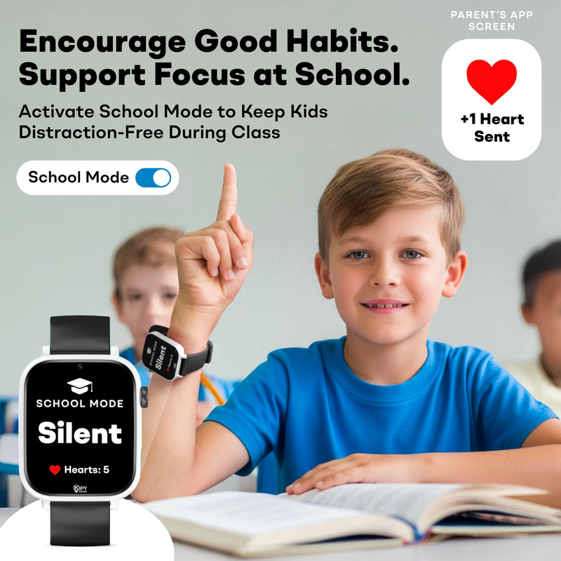 Kipywatch Smartwatch for Boys, Kids Watch with GPS Tracker, Video Calling | 4G Kids Phone Watch, Parental App, Low Subscription - Safety Alert, School Mode - Interchangeable Strap - Back to School Gift