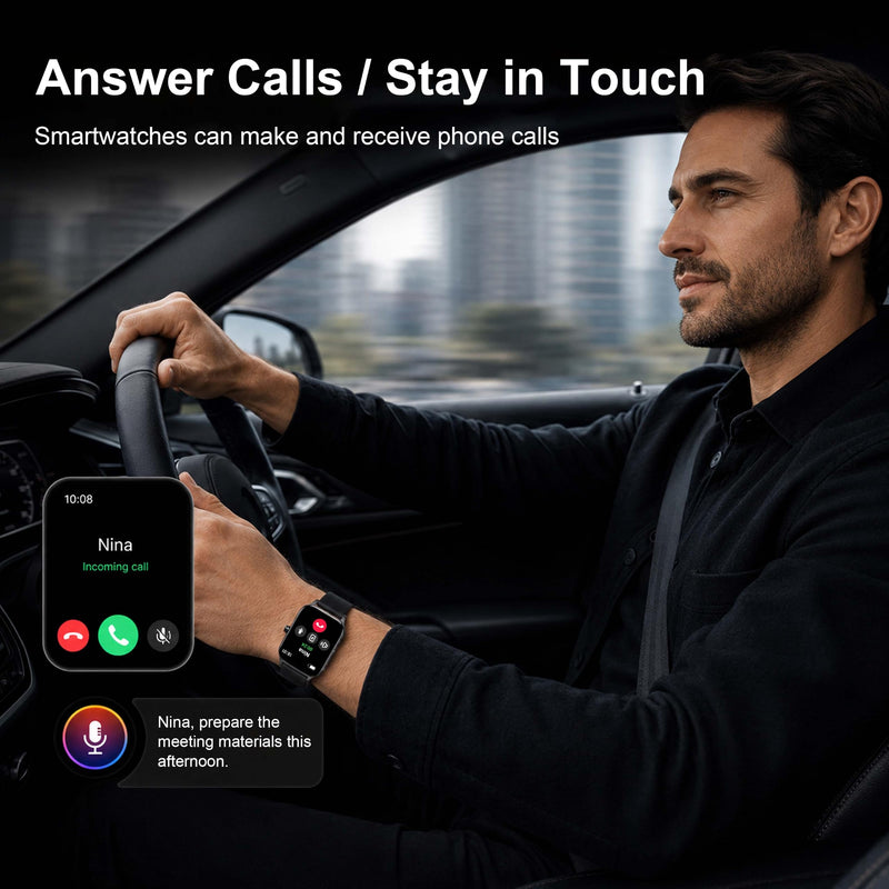 Smart Watch for Men Women (Answer/Make Calls) 1.85" HD Step Activity Black | Fitness Tracker Smartwatchr for Android iPhone Phones with Heart Rate/SpO2/Sleep Monitor, 120+ Sports Modes IP68 Waterproof