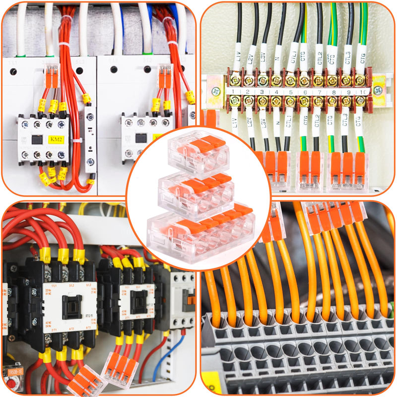 [AUSTRALIA] - Cable Connector Cable Clamps Electric, Pack of 60 Connection Clamps Clamp with Actuation Lever, 4 mm² Conductor Clamp Lustre Terminals Connection Clamp Can Be Combined for Fixed Cable 2-3-5 Conductors orange 
