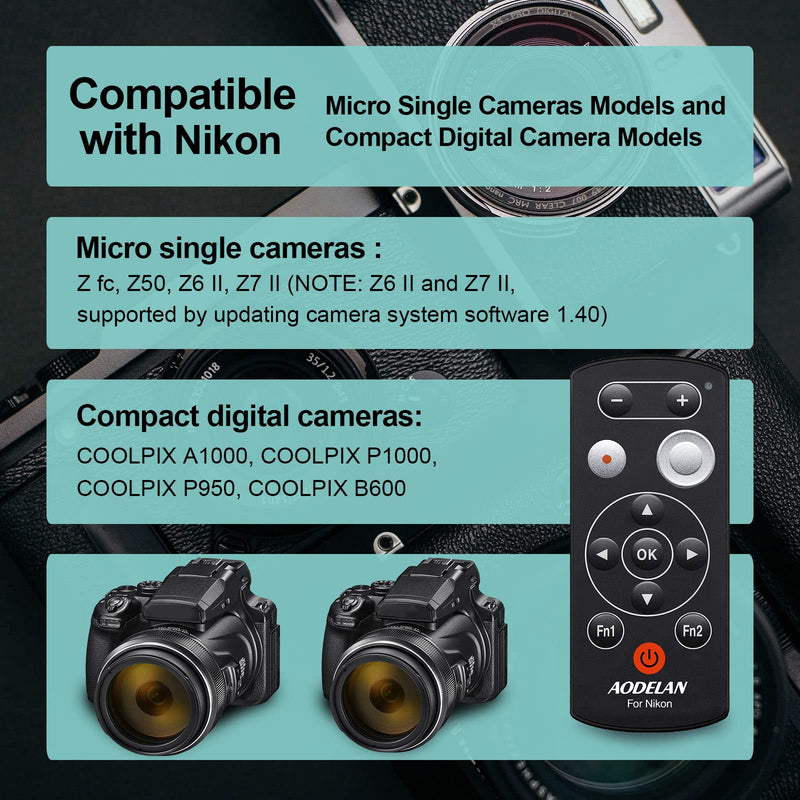 Wireless Remote Control Camera Shutter Release ML-L7A for Nikon COOLPIX B600,A1000,P1000,Z50, Z30,Z7 II,Z fc,Replace Nikon ML-L7