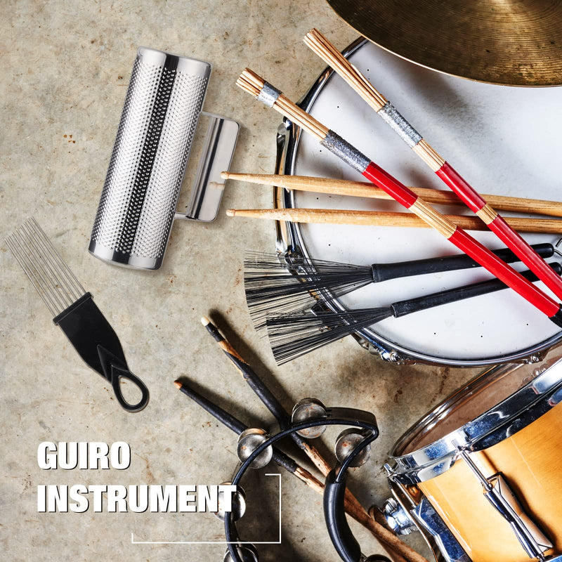 Kathfly 4 Pcs Guiro Instrument Metal Stainless Steel Musical Latin Percussion Shaker with Scrapers for Live Performance(3 x 8 Inch) 3 x 8 Inch