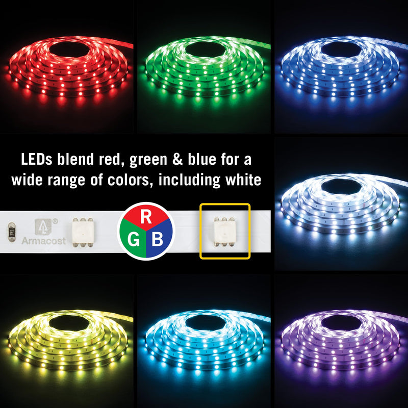 [AUSTRALIA] - Armacost Lighting RibbonFlex Home Multi-Color LED Tape Light 30 LEDs/Meter, 16.4 ft (5m) 613230 16.4 ft (5m) Multicolor 