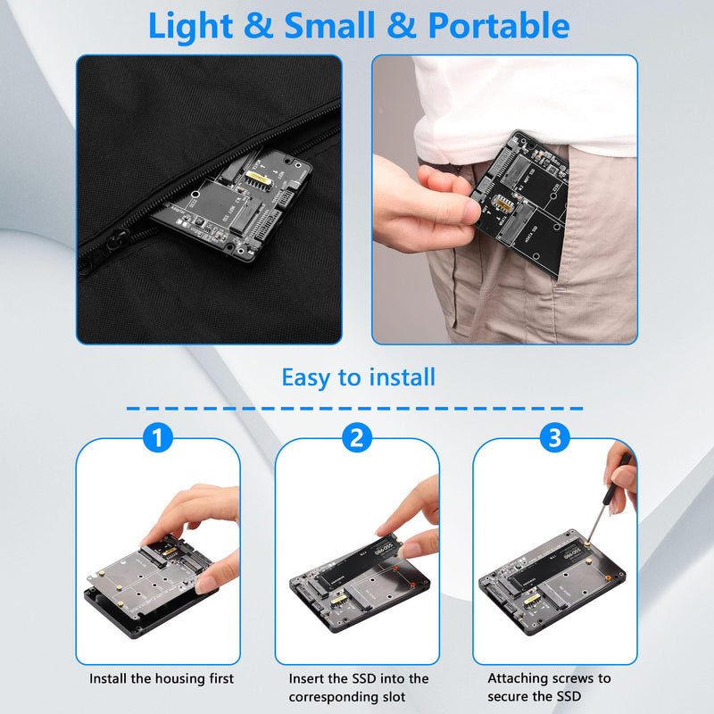 CERRXIAN M.2 NGFF SSD & MSATA SSD to 2.5" SATA III Converter Adapter 2 in 1 B Key/B&M Key M.2 NGFF mSATA SSD Hard Drive to SATA3.0 Enclosure Adapter Not for M Key