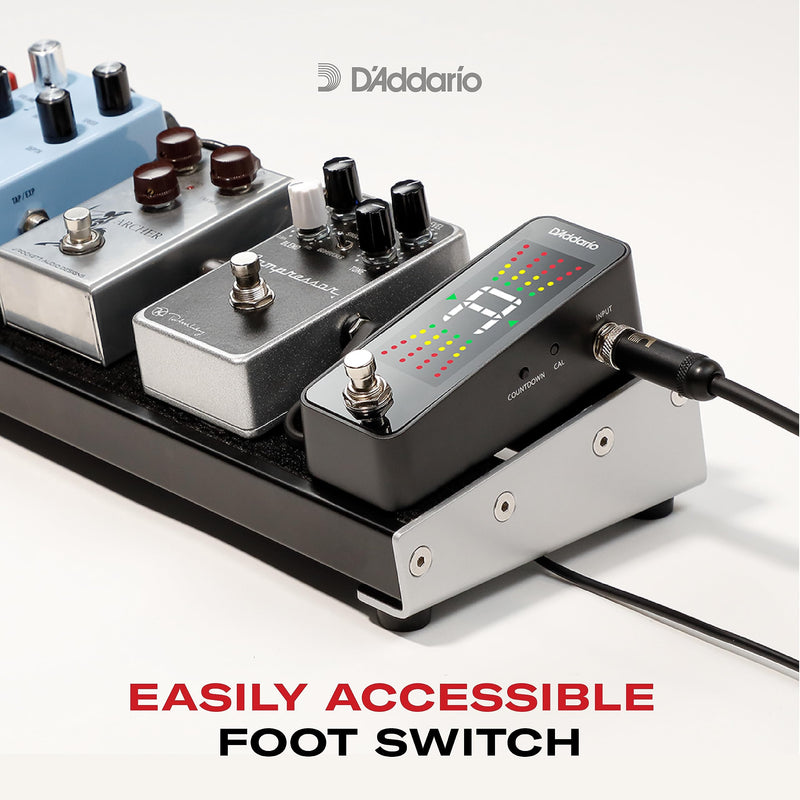D'Addario Accessories Guitar Tuner Pedal - Chromatic Tuner for Electric Guitars, Bass Guitars and More - Rugged Aluminum Enclosure - Fast and Accurate - True Bypass with Full Color Display Pedal Tuner
