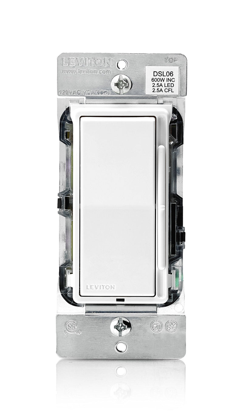 [AUSTRALIA] - Leviton Decora Slide Dimmer Switch for Dimmable LED, Halogen and Incandescent Bulbs, DSL06-1LZ, White with Ivory and Light Almond Faceplates 1 Pack 