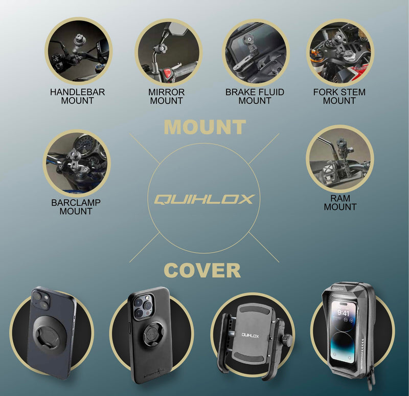Interphone - QUIKLOX Car Cell Phone Holder for Suction Cup Dashboard or Glass - Car Smartphone Holder Bracket Compatible with QUIKLOX Cases - QUIKLOX Modular System - 360 Rotation