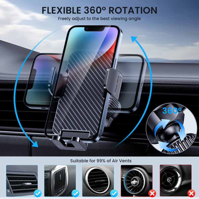 Phone Mount for Car Phone Holder Cell Phone Holder Hands Free Phone Stand for Car Vent Phone Mount Fit iPhone Android Smartphone Universal Air Vent Phone Mount-A