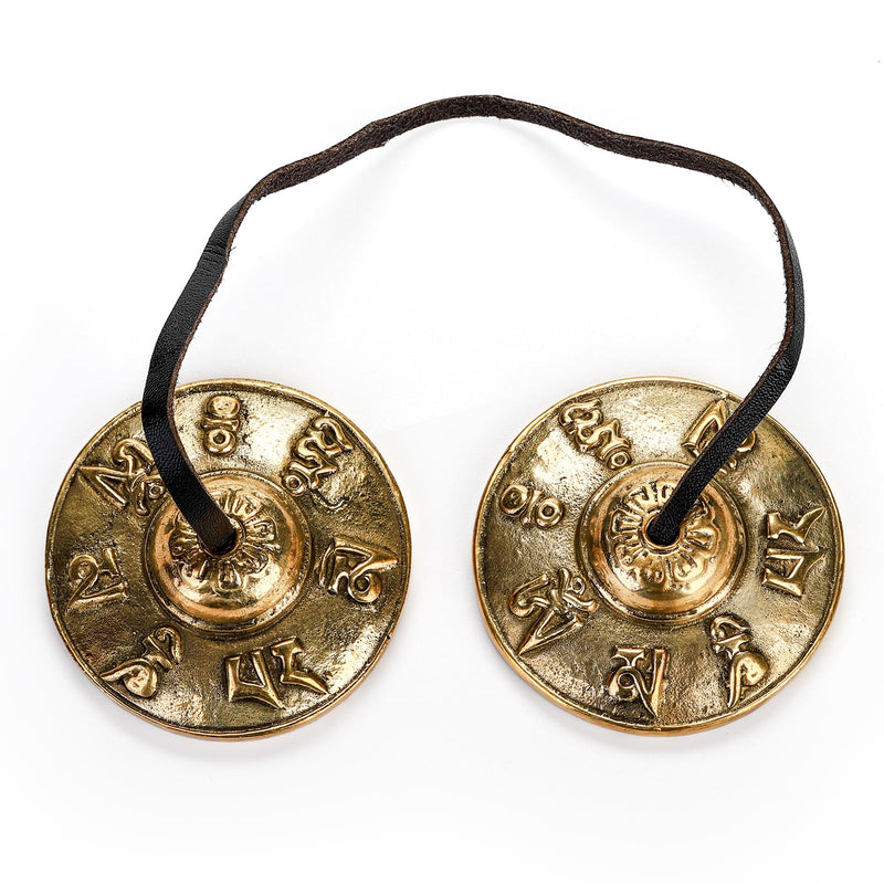 Foraineam Tingsha Cymbals Meditation Chime Bells, 2.5 Inch Brass Tibetan Tingsha Bells Relaxation Musical Instruments for Mindfulness, Chakra Healing, Stress Relief, Sound Awakening, Yoga Meditation