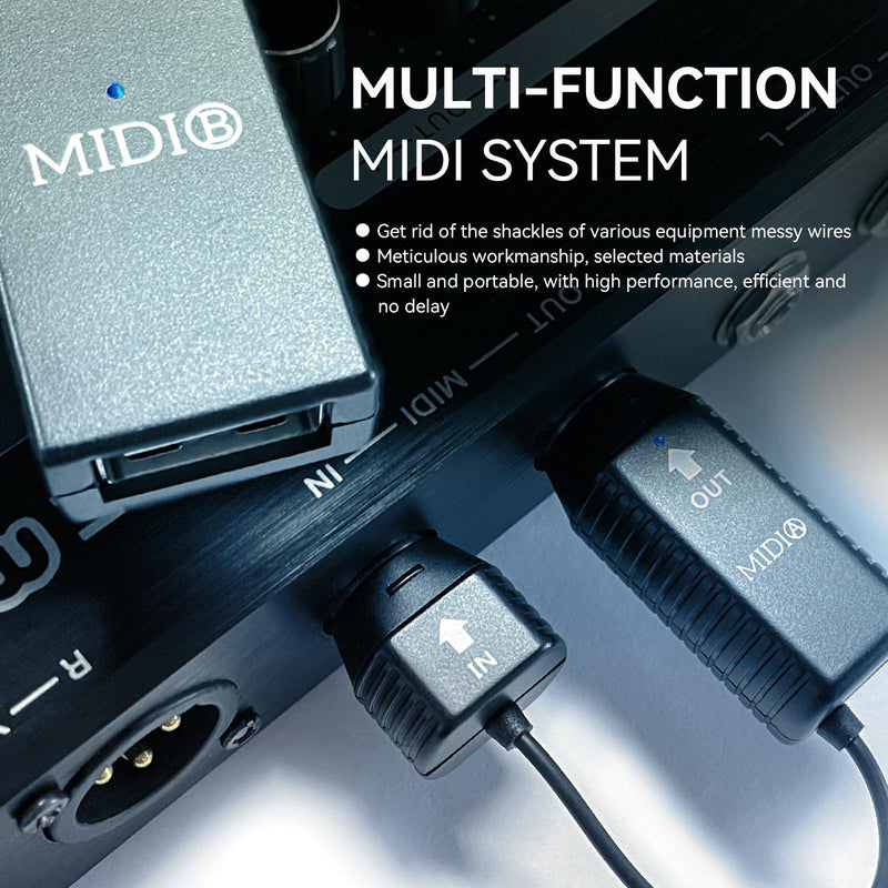 M-VAVE Wireless MIDI Transmission System Ultra Low Latency, USB Bluetooth Option for MIDI Controller Mac, iOS, Windows, 5-PIN DIN Interface Wireless MIDI Keyboard Instrument Synthesizer